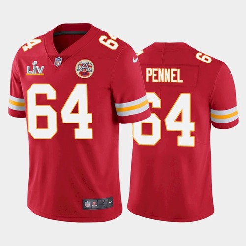 Men's Red Kansas City Chiefs #64 Mike Pennel 2021 Super Bowl LV Stitched Jersey